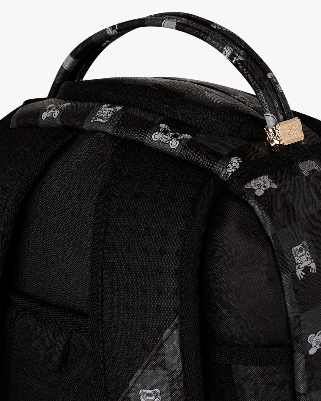 SPRAYGROUND Zaino Nero GRAY PEEKING CHARACTER CHECK DLXSV BACKPACK