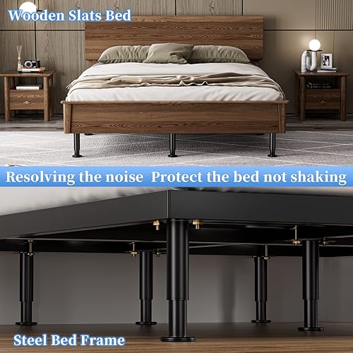 Miniatura 6 de Soporte de 2 patas de cama mejoradas, patas de soporte de marco de cama de metal ajustables de 7.08 a 12.6 pulgadas, reemplazo de patas de cama