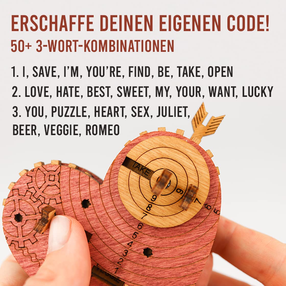 iDventure Tin Woodman`s Heart. Eine mechanische Schatzkiste - Schmuck Versteck Hochzeitsgeschenke - Cryptex - Geschenkverpackung Geburtstag Questbox Valentinstag - 3D Puzzle
