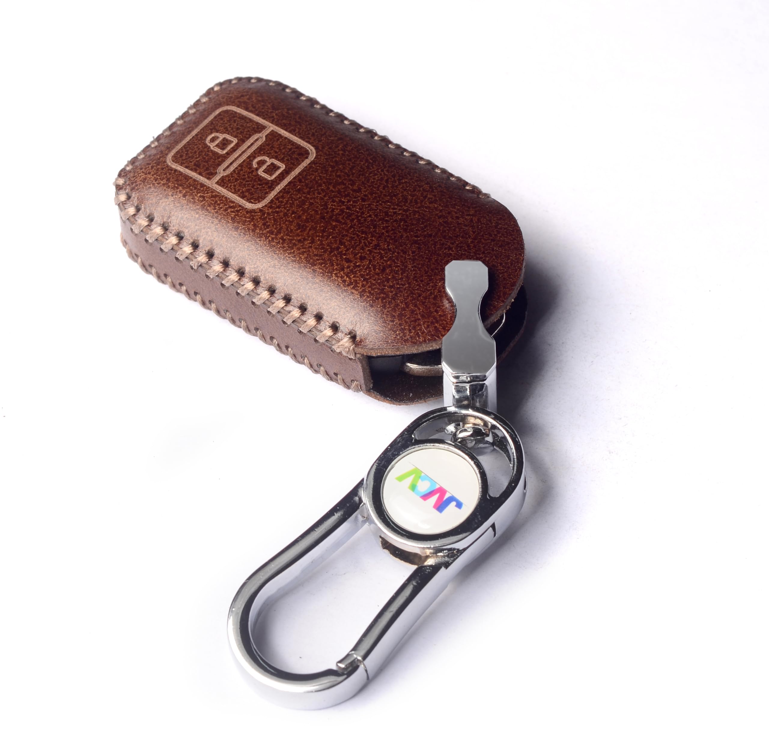 JVCV® Car Styling Soft Handmade Leather Key Cover Compatible with Suzuki Jimny Fronx Grand Vitara Baleno XL6 Swift Ertiga Dzire Rumion Urban Cruiser Glanza, Hyryder (2 Button Smart Key, Brown)-image-38