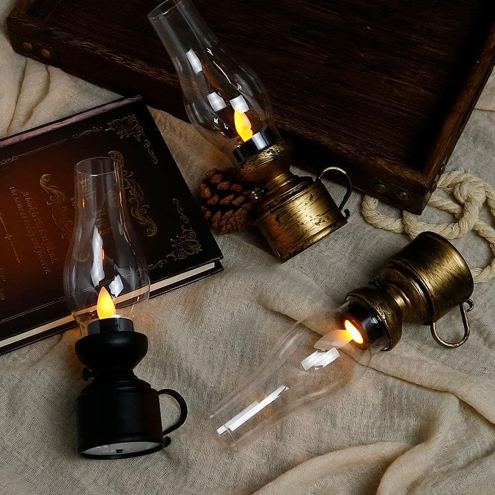 Dekoracyjne lampiony na świece, Lampa naftowa szklana, lampa naftowa elektroniczna, lampa naftowa vintage elektroniczna świeca huśtawka(White,Swing Style)