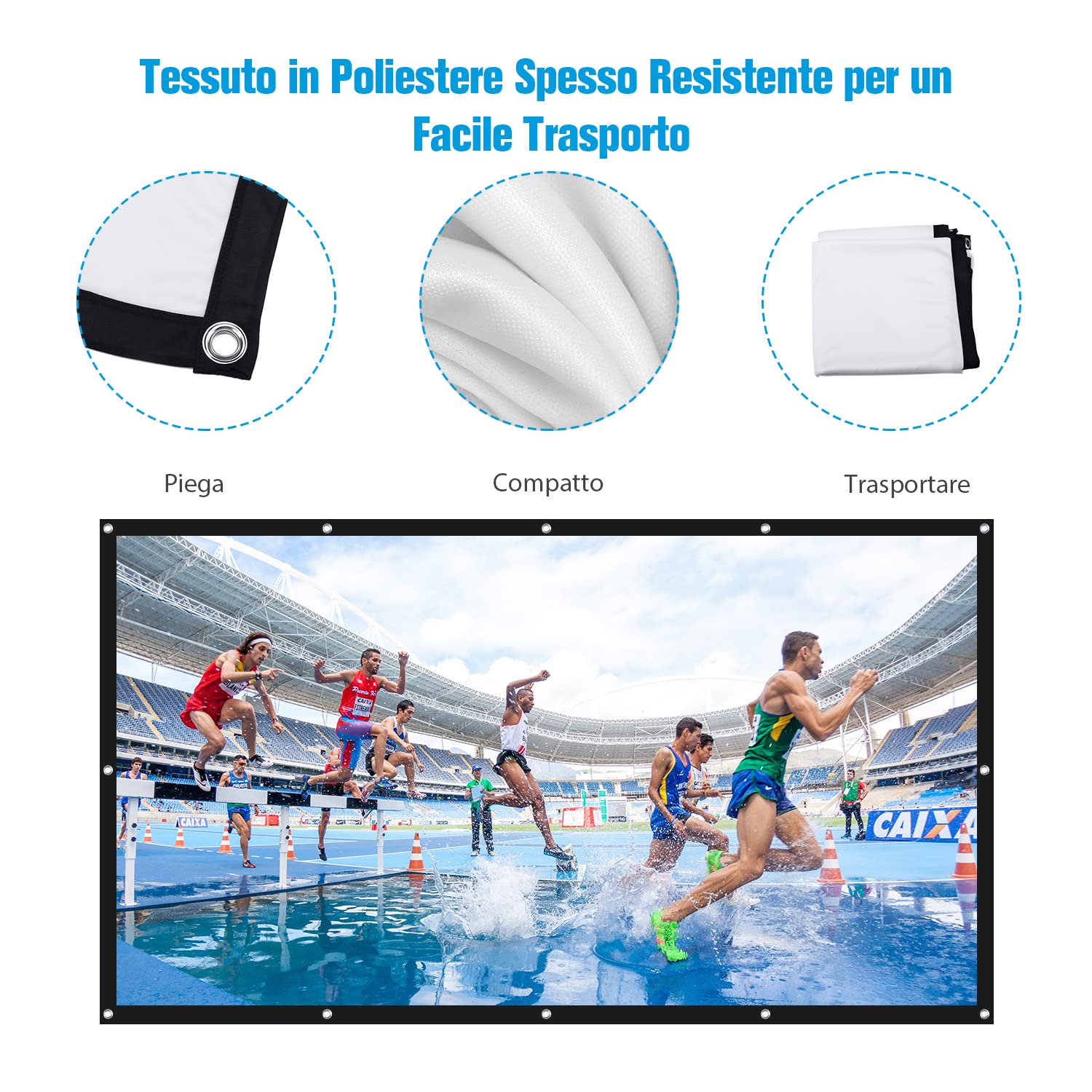 Telo Proiettore 120 Pollici 16:9 | Schermo Per Home Cinema | Proiezione Anteriore/Posteriore | Con Supporto E Borsa - Foto 8