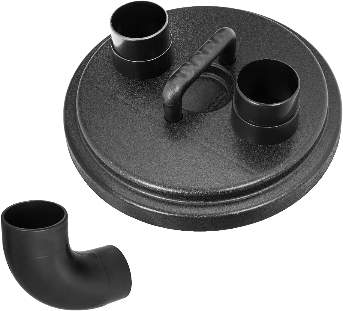 POWERTEC 70299 Dust Collection Cyclone Separator Lid for 5 Gallon Dust Collector Bucket Canister w/ 2-1/2 Inch Hose Ports, Elbow Fittings