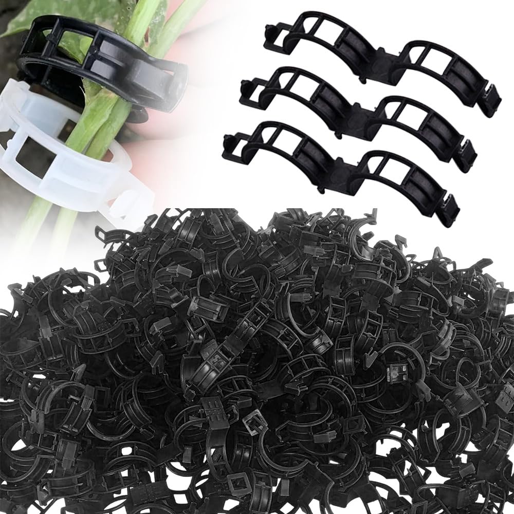 Secured Plastic Plant Clips, 2024 Newest Plant Clips 100/200 Pcs, Small Plant Support Clips for Climbing and Fastening of Plants, Reusable Garden Clips for Tomatoes Cucumbers (300, Black)