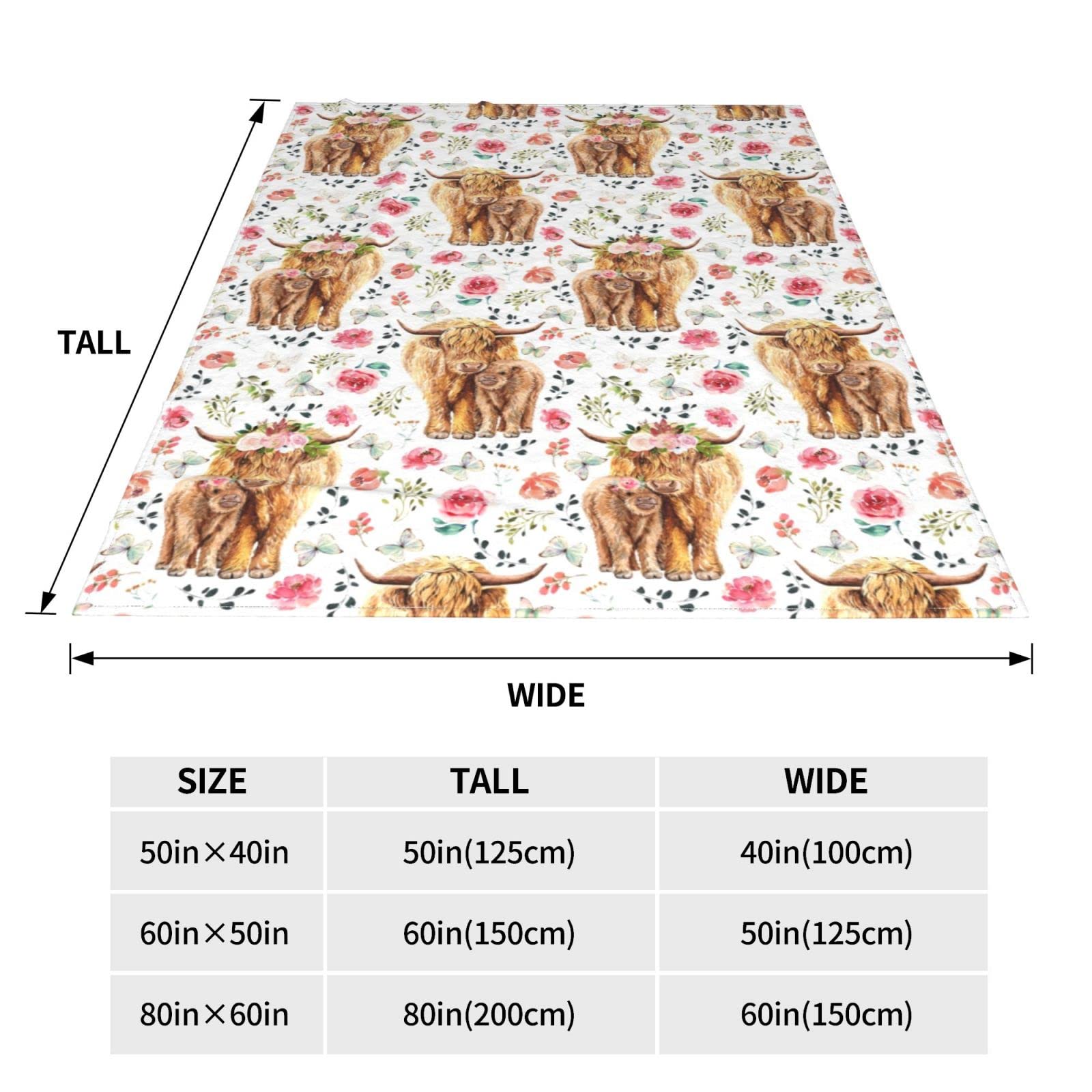 MIEPOS Hochland-Kuh Decke – Ultraweicher Flanell, 127x152 Cm, Für Couch, Bett & Reisen, Waschbar