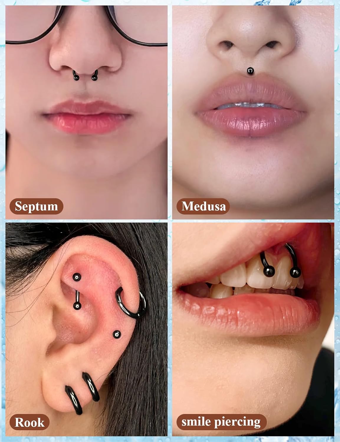 16G 20G Horseshoe Septum Nose Lip Rings Surgical Steel Tragus Forward Helix Conch Rook Daith Snug Cartilage Earring Medusa Vertical Labret Snake Bite Monroe Lip Piercing Jewelry for Women Men - Image 5