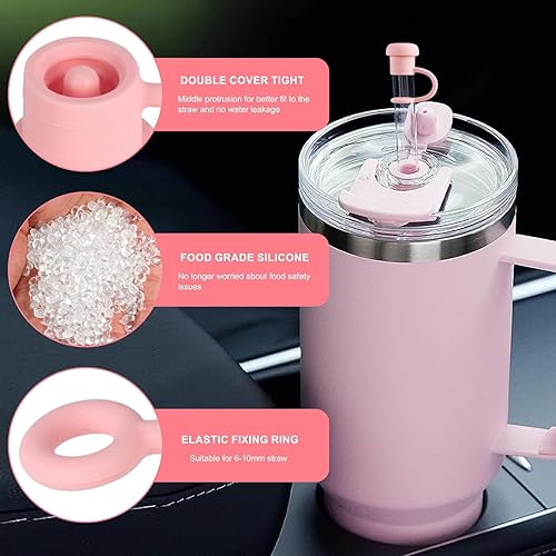 Miniatura 3 de Paquete de 6 fundas de silicona compatibles con vasos Stanley H2.01.0 All OZ, reutilizable, a prueba de polvo, para popotes de 19.7-32.8 ft0.23-0.4