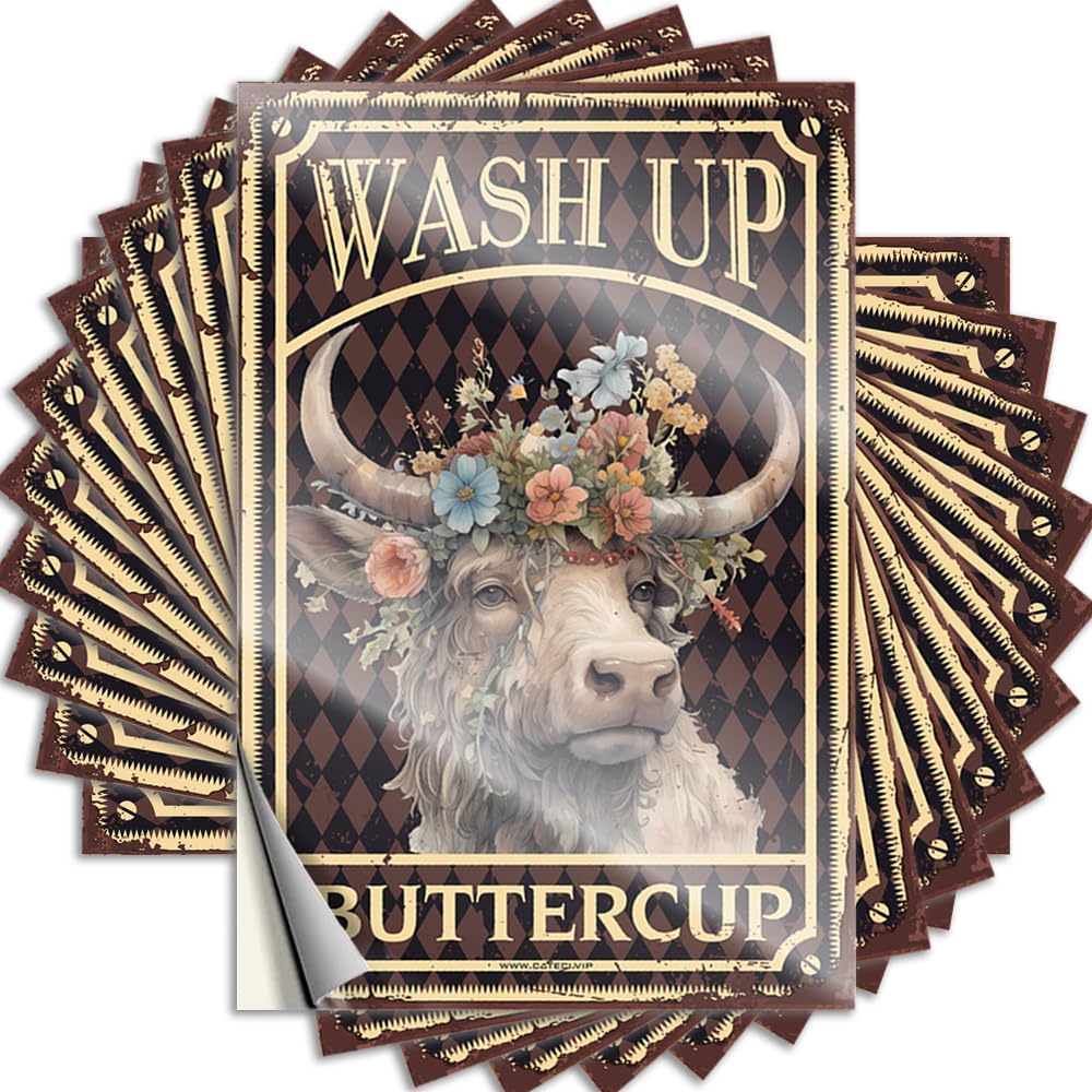 Decal Camper Accessories for Outside Vinyl Sticker | Cow Wash Up Buttercup Bathroom Lover for Gamers Use(6X9CM)
