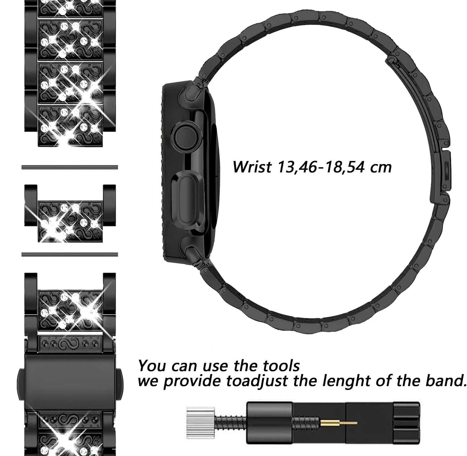 JJii Sung Bling Diamond Strap compatible with Apple Watch Straps 38mm 40mm 41mm 42mm 44mm 45mm 46mm 49mm - Image 4