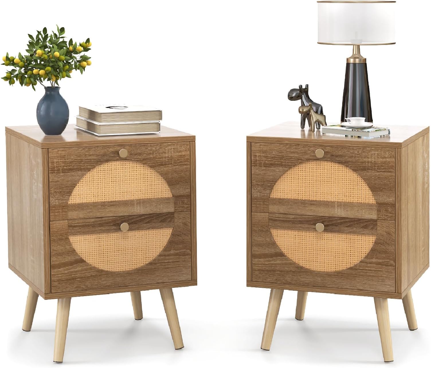 MU RONG Solid USA Oak Bedside Table Light Oak Modern Bedside Cabinet ...