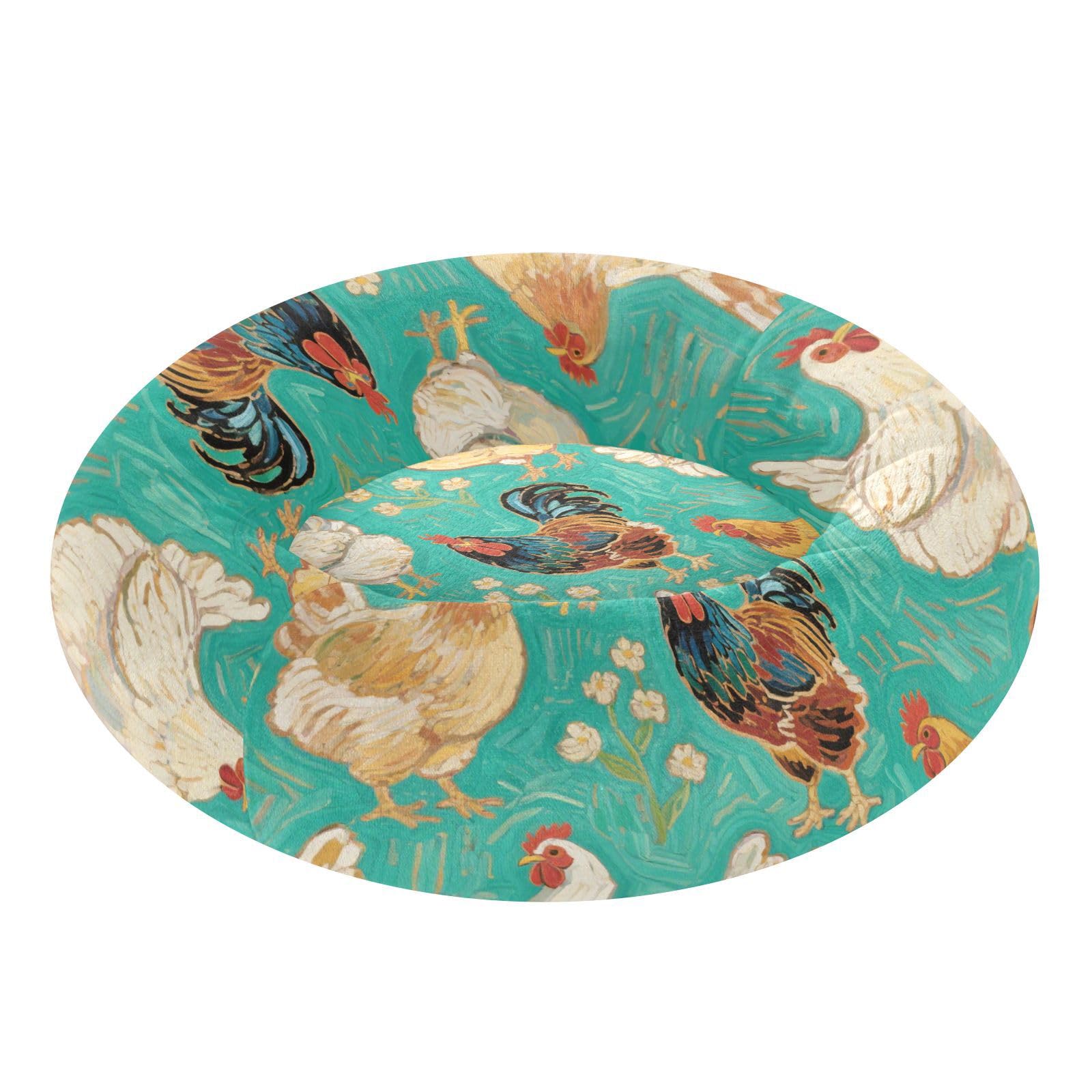 Couchage lit pour chien de petite taille vert imprimé coq M : panier rembourré doux