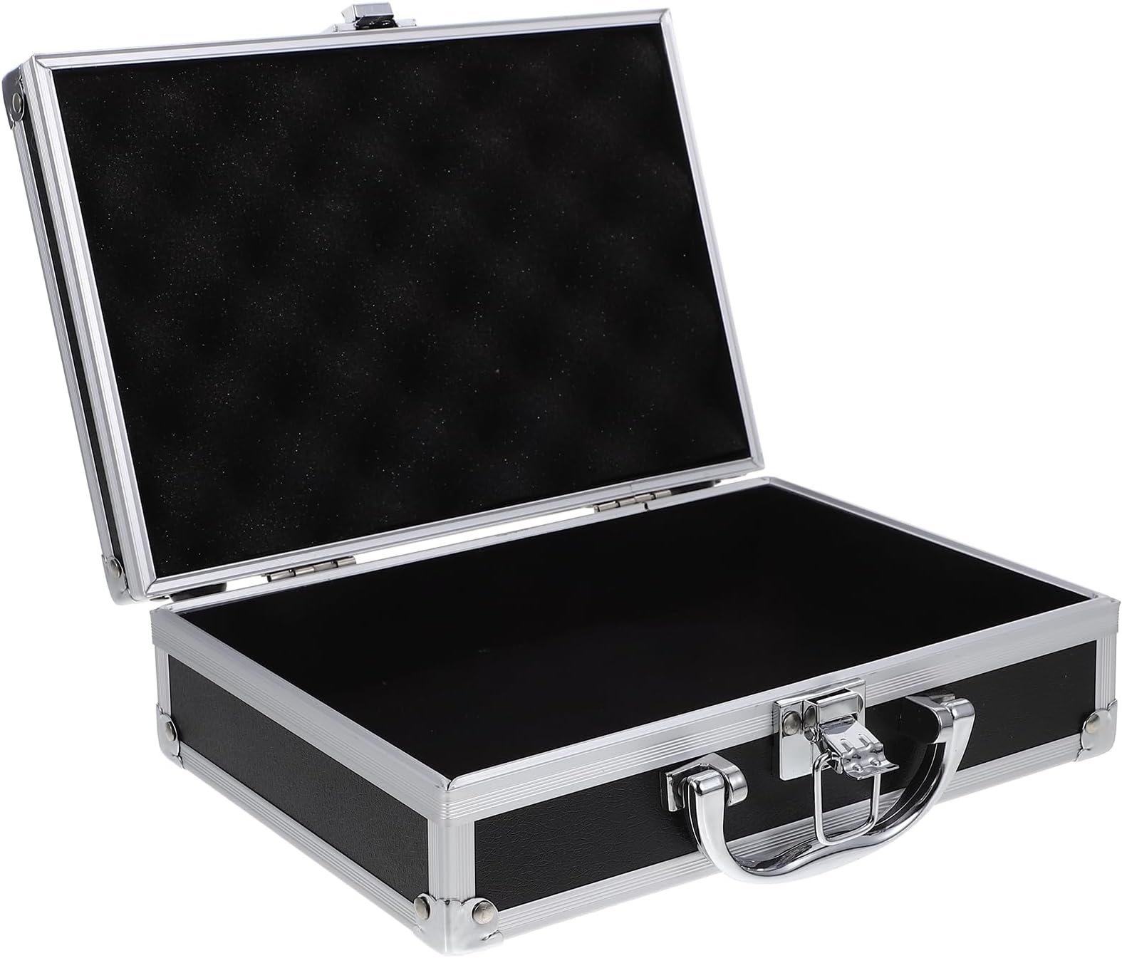 Aluminum Tool Case, Attache Case, Duralumin Case with Block Cushion, Metal Carrying Case, Notebook Case, Metal Tool Box, Black, 9.1 x 6.3 x 2.8 inches (23 x 16 x 7 cm)