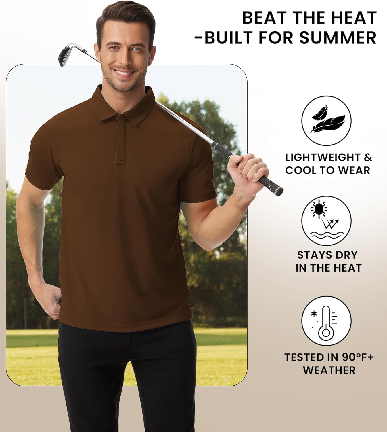 V VALANCH Mens Polo Shirts Short Sleeve Moisture Wicking Golf Polo Athletic Collared Shirt Tennis T-Shirt Tops