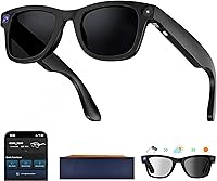 Vista 10 de Lentes inteligentes AI con cámara, gafas de cámara HD de 8 MP para hombres, mujeres, gafas de grabación AI con asistente de voz, audio de oído Negro