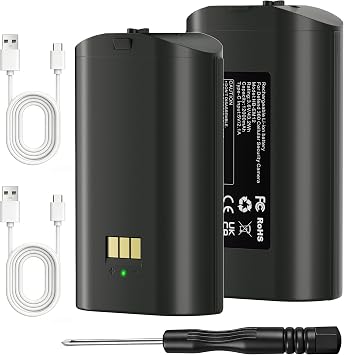 Lesaps Replacement Battery for TACTACAM Defend 360 Cellular Security Camera | 2-Pack 12000mAh Rechargeable Lithium Batteries with USB-C Fast Charging, LED Power Meter & Solar Panel Compatible