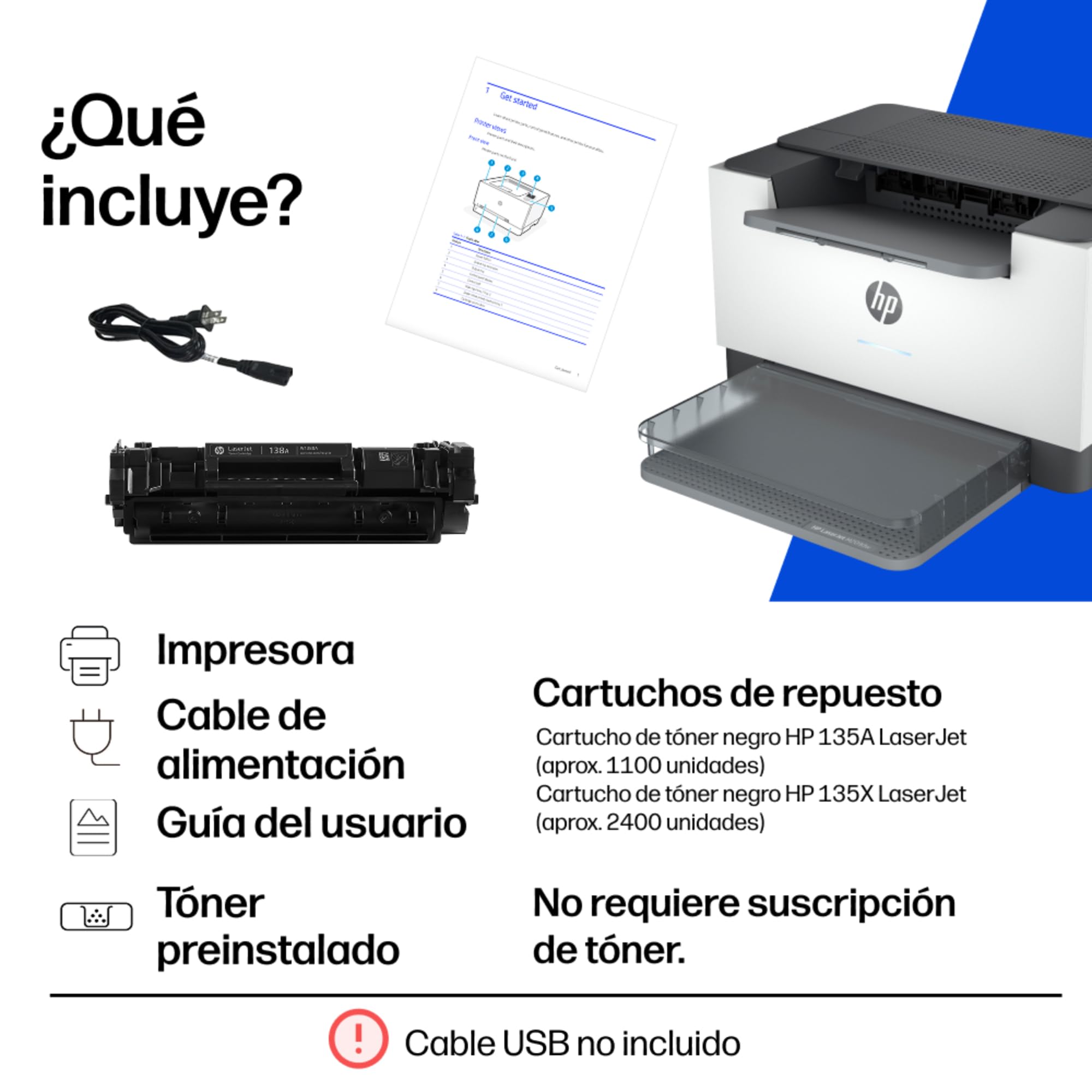 HP LaserJet M209dw 6GW62F, Impresora Láser A4 Monocromo - Impresión a Doble Cara Automática (29ppm, Wi-Fi, Ethernet, USB, Procesador 500MHz, Memoria 64MB, Smart App, Panel de Control) Blanca y Gris