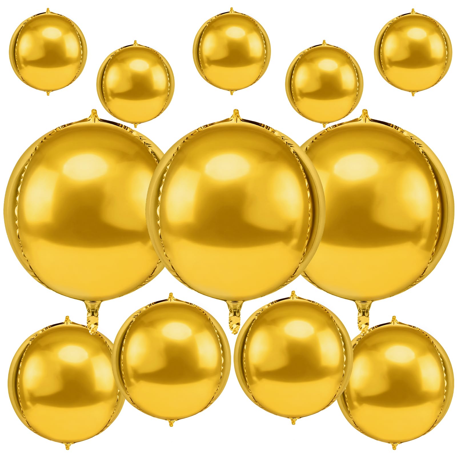 Alaoo Round Foil Balloons, 22" 15" 10" Balloons, Gold Foil Balloon, Happy Birthday Balloon for Wedding, Party Decorations, Graduation, Anniversary Party Backdrop