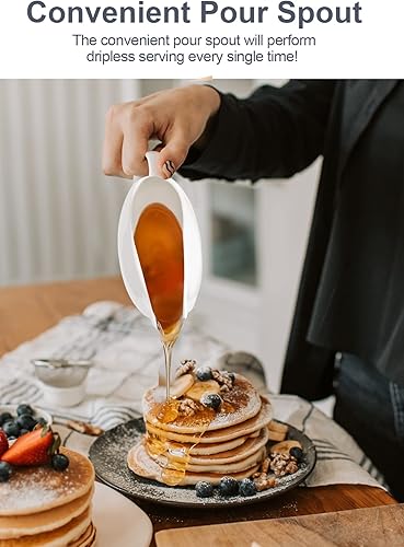 Miniatura 8 de Nucookery - Salsera grande de 14onzas con asa ergonómica - Salsera blanca de porcelana fina con pico antigoteo para gravy, salsa caliente, aliño de