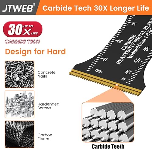 Miniatura 2 de JTWEB Cuchillas de herramientas oscilantes de carburo, hojas de sierra oscilantes de carburo, cuchillas multiherramienta resistentes para material