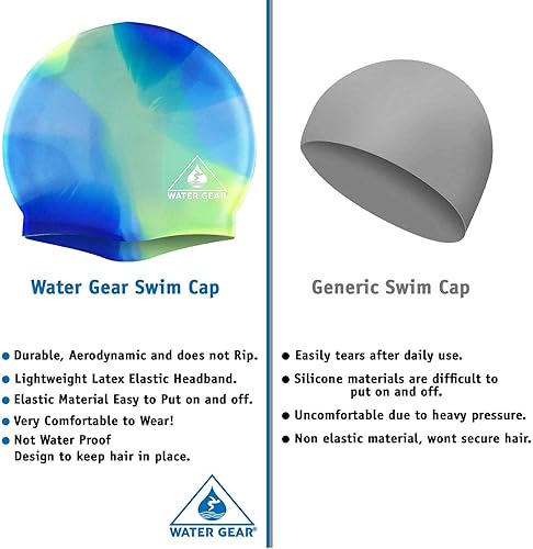 Vista 7 de Water Gear Jazz Silicone Swim Cap Azul/Verde