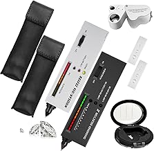 MOISSAN Professional Diamond Tester Set of 2 High Precision Mini LED Folding Magnifying Glass 30x60x30x1