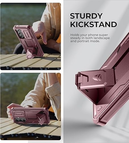 Miniatura 10 de Dexnor Funda para Samsung Galaxy S24 con cubierta deslizante integrada para cámara, protector de pantalla y soporte, resistente a los golpes, funda