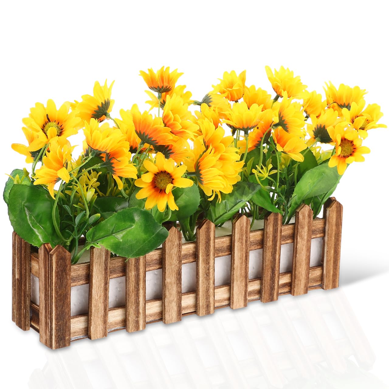 Tournesol artificiel en pot de clôture Yardwe pour décoration intérieure