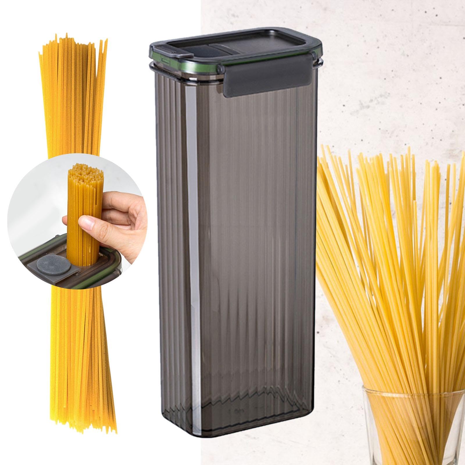 predolo Spaghetti Behälter, Luftdicht, mit Deckel, Nudel Aufbewahrungsbox, Nudelgläser, Transparenter Vorratsbehälter, Lebensmittel Aufbewahrungsbox für Bohne, GRAU