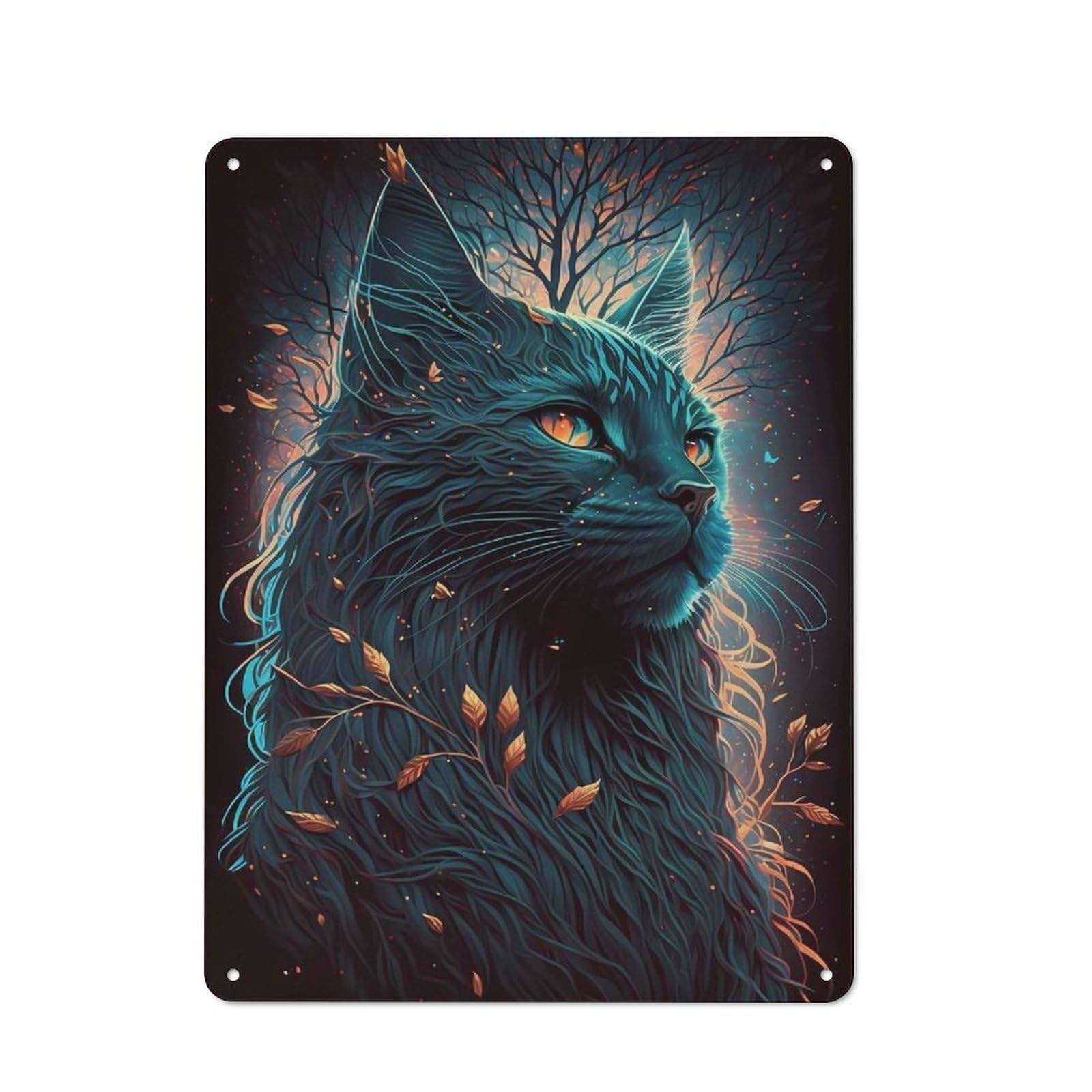 Junmoney Maine Coon Cat Fairy Tale Metal Sign 40X30cm With For Pub Or Café, Retro Decor, For Cooler-Month Interiors With Retro Character