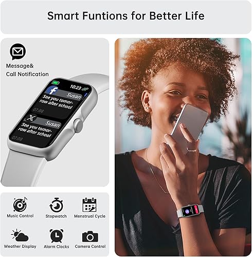 Miniatura 3 de Rastreador de salud física, reloj inteligente con monitor de frecuencia cardíaca 247 y oxígeno en sangre, rastreador de sueño con IP68 impermeable,