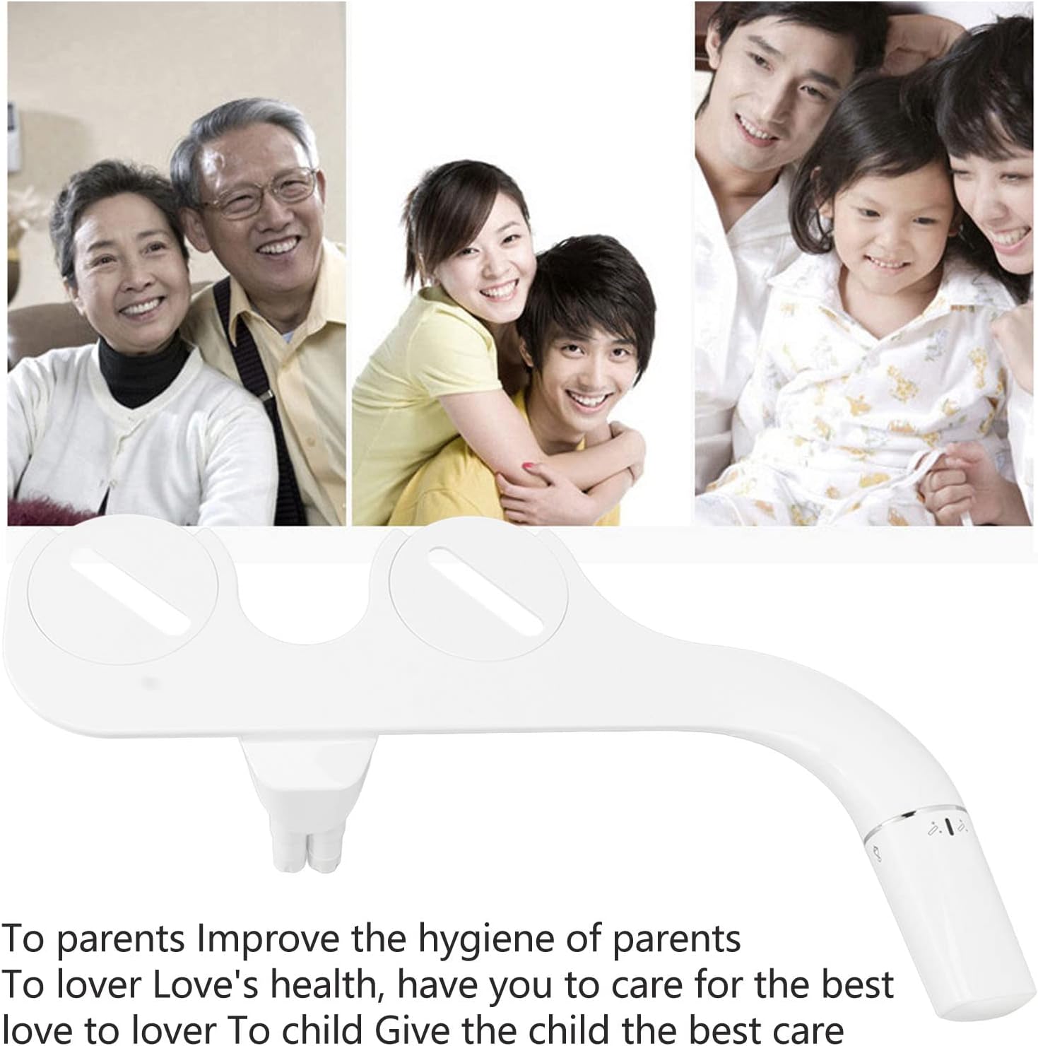 Slim Bidet 3/8 Copper Tee Non Electric Self Cleaning Double Nozzle Toilet Bidet Hygienic for Female Wash White