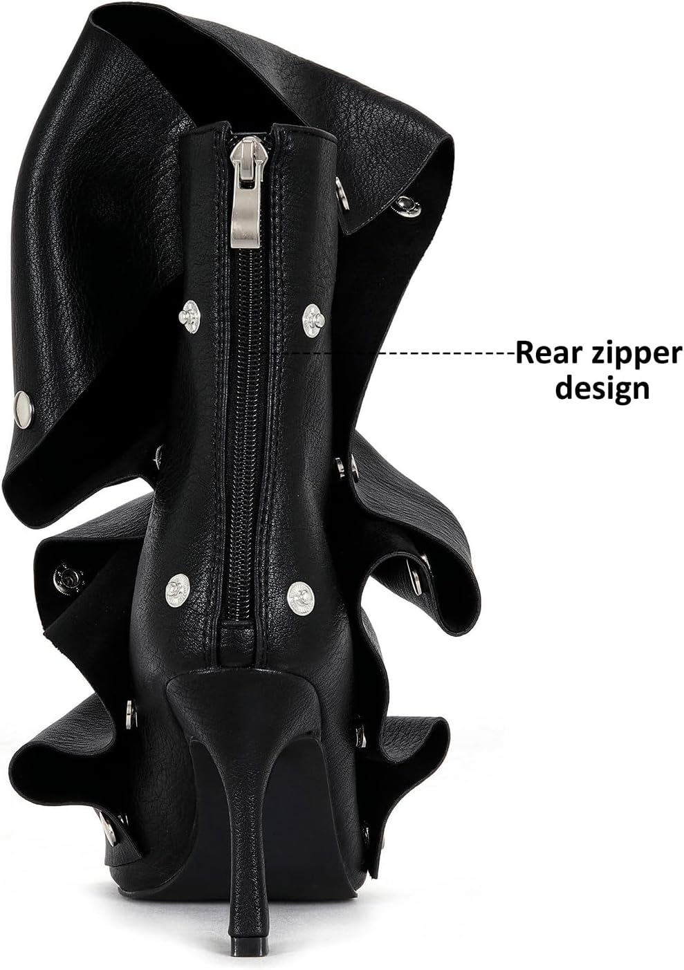 RKQ Women's Suede Rhinestones kitten Stiletto Heels Peep toe Ankle Boots cute Back zipper Detachable buckle Panel Slouchy Dress Party y2k summer Short booties - Image 4