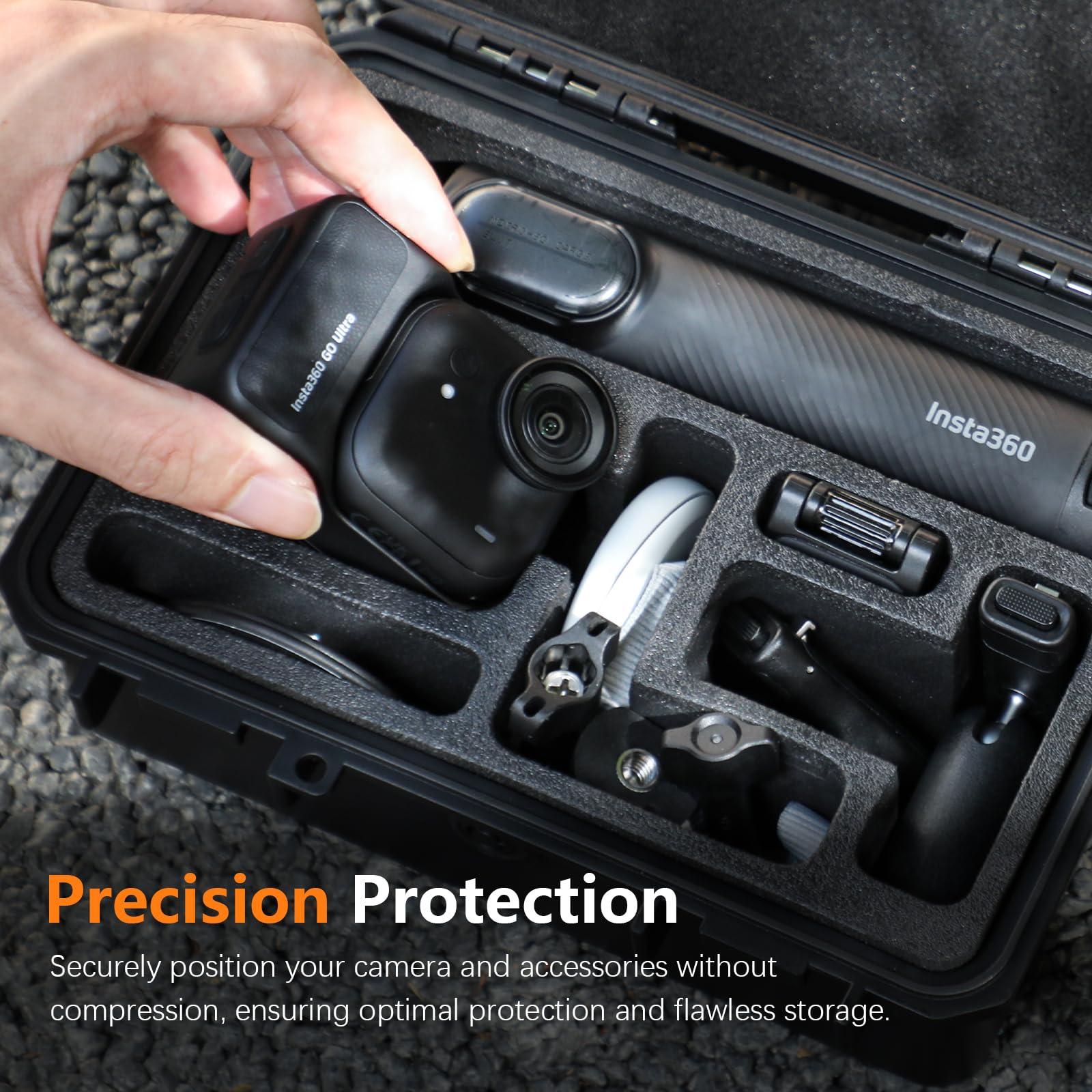 AMAZEAR Custodia rigida impermeabile per accessori Insta360 Go Ultra, custodia protettiva rigida Insta 360 Go-Ultra per conservazione, viaggi, facile da trasportare, design compatto, nero