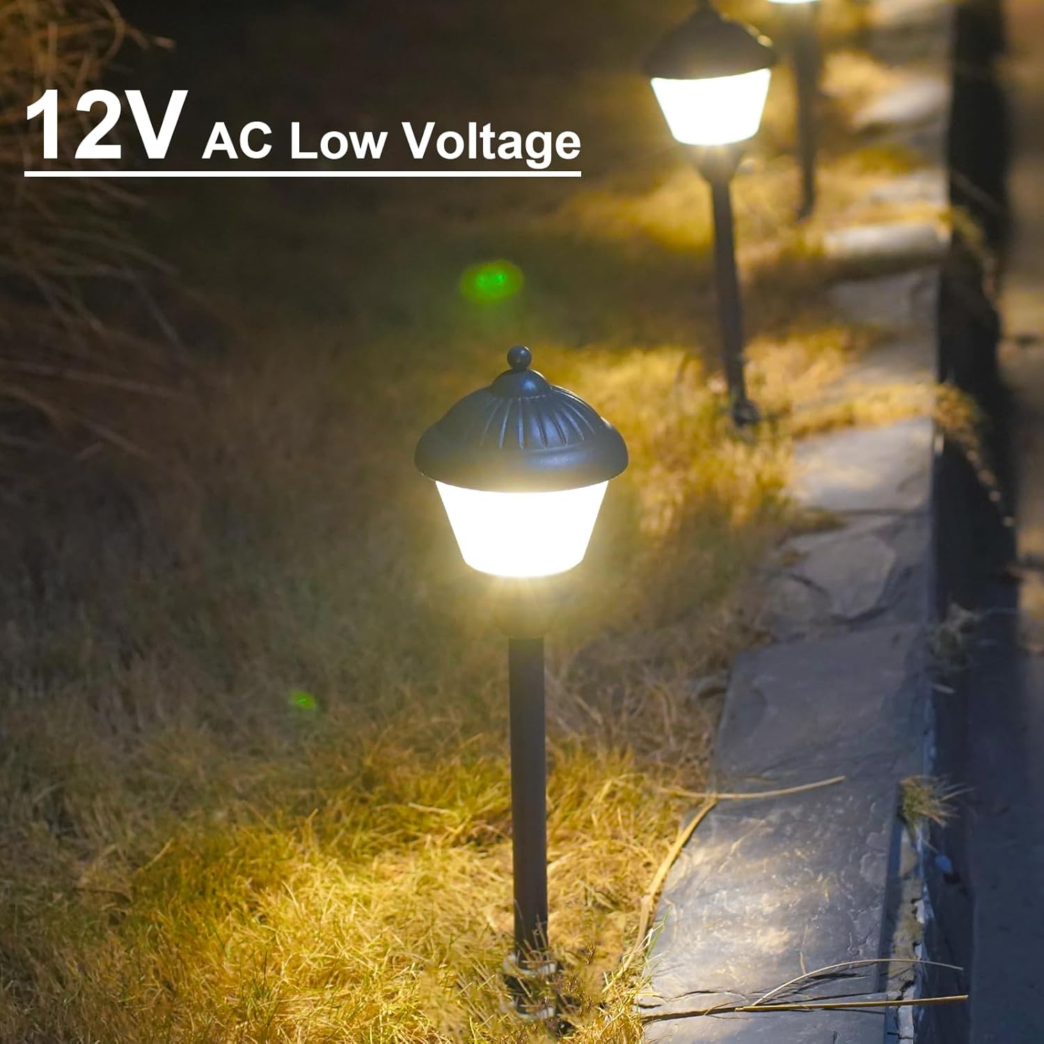 GOODSMANN Pathway Light 1.5W LED Outdoor Low Voltage Landscape Lighting 100 Lumen Hardwired Path Lights 3000K Warm White Metal Walkway Light with Cable Connectors