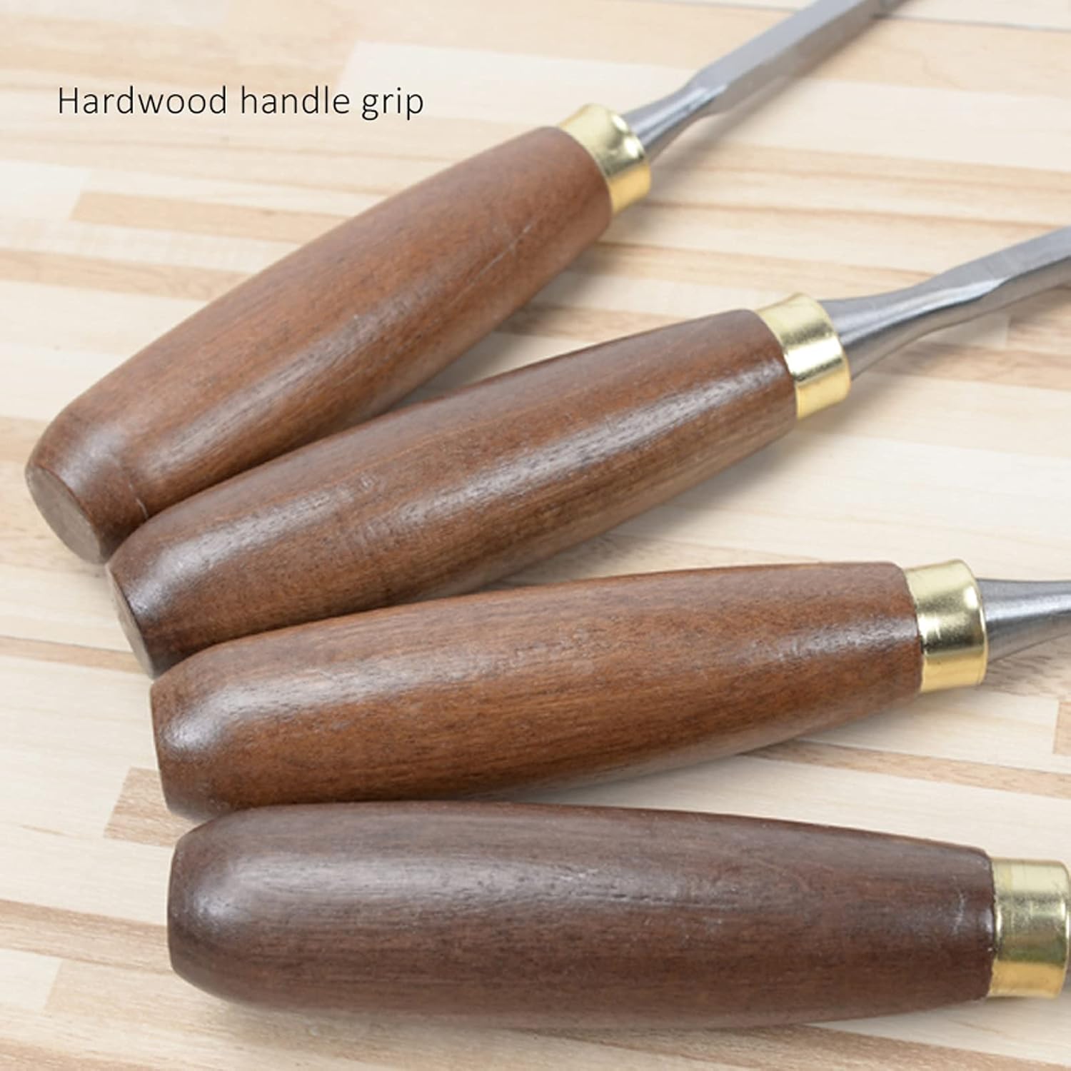 Full Size Wood Carving Hand Chisel Tool Set for Beginners, hobbyists and Professionals with Beech Handles, 65Mn Manganese Steel Blades and Wood case Turning Tools