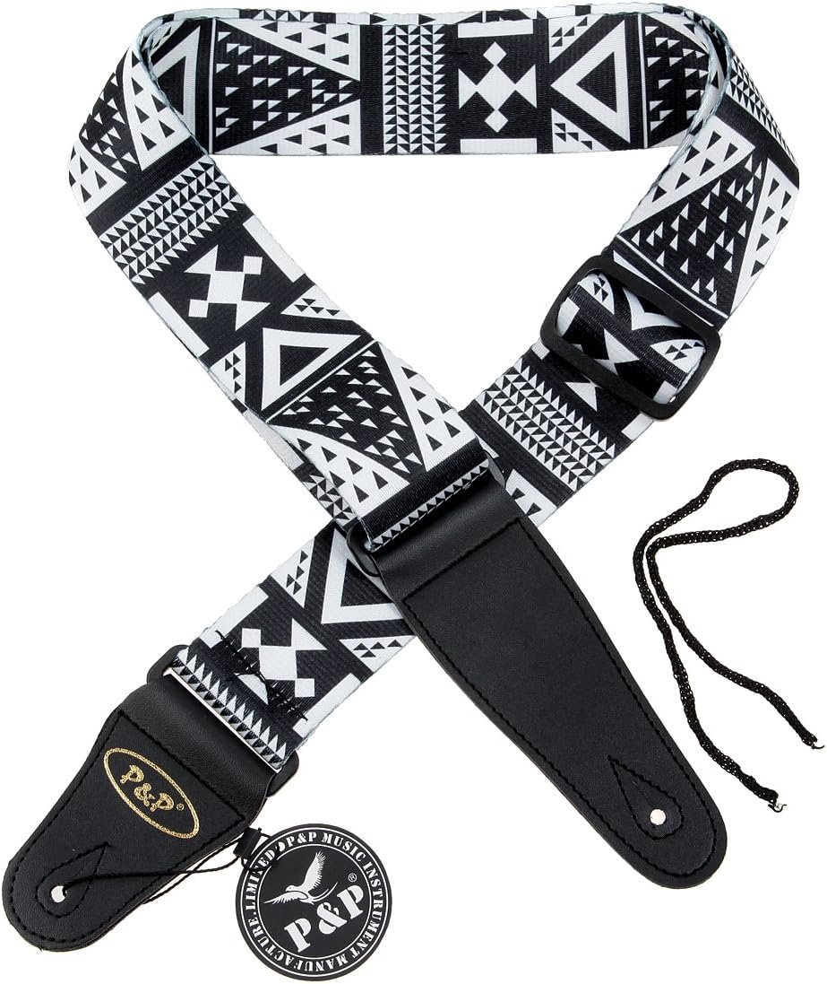 Kmise MI0286 Strap Polyester Leather End Soft for Electric Acoustic Guitar Bass