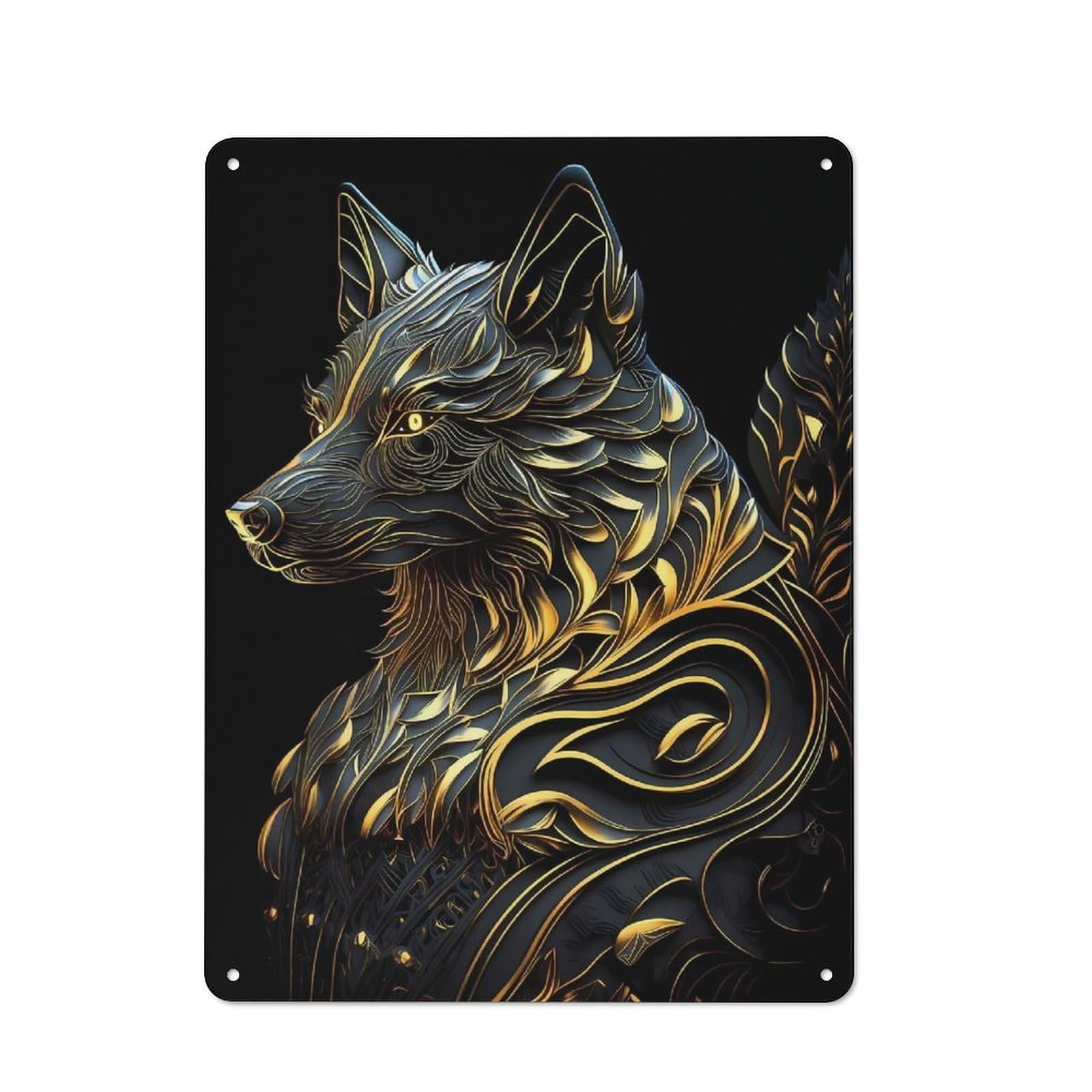 Metal Sign 40x30cm with Ancient God Wolf Portrait for Garage Wall, Vintage Decor, Winter Wall Decor for People Furnishing A Garage