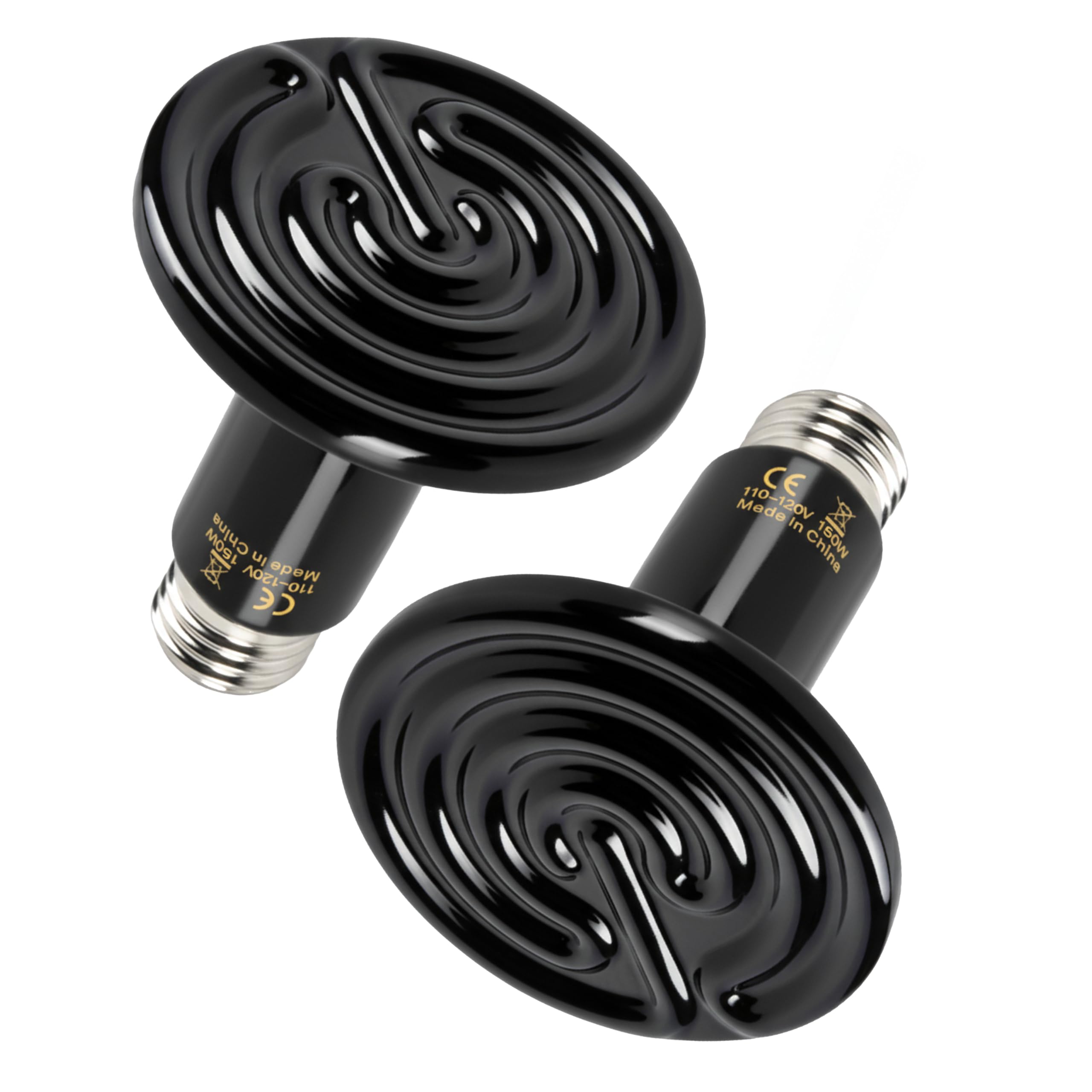 Ceramic Heat Emitter, 150W Reptile Heat Lamp, No Light Emitting Turtle Heater, Efficient Heating Solution for Aquariums, 2 Pack for Optimal Temperature Control