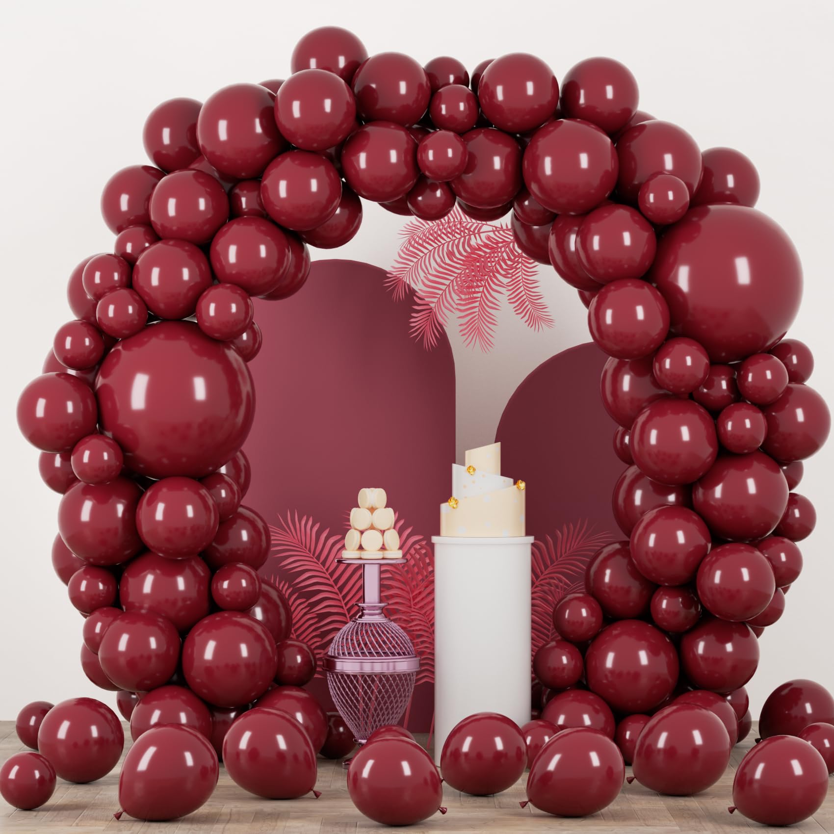 Voircoloria 90pcs Burgundy Balloons Garland Arch Kit, 18 12 10 5 Inch