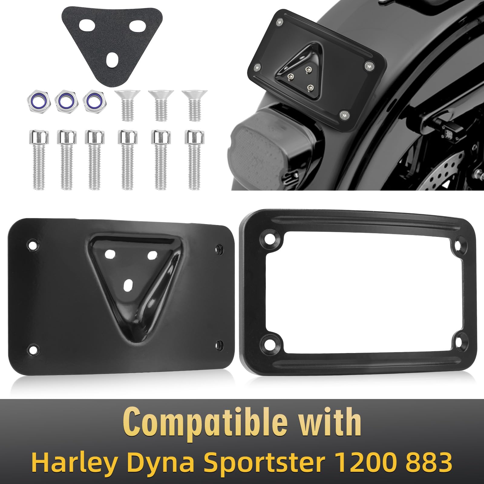 Riloer Tablica rejestracyjna motocykla do Harley Dyna Sportster 1200 883, czarny
