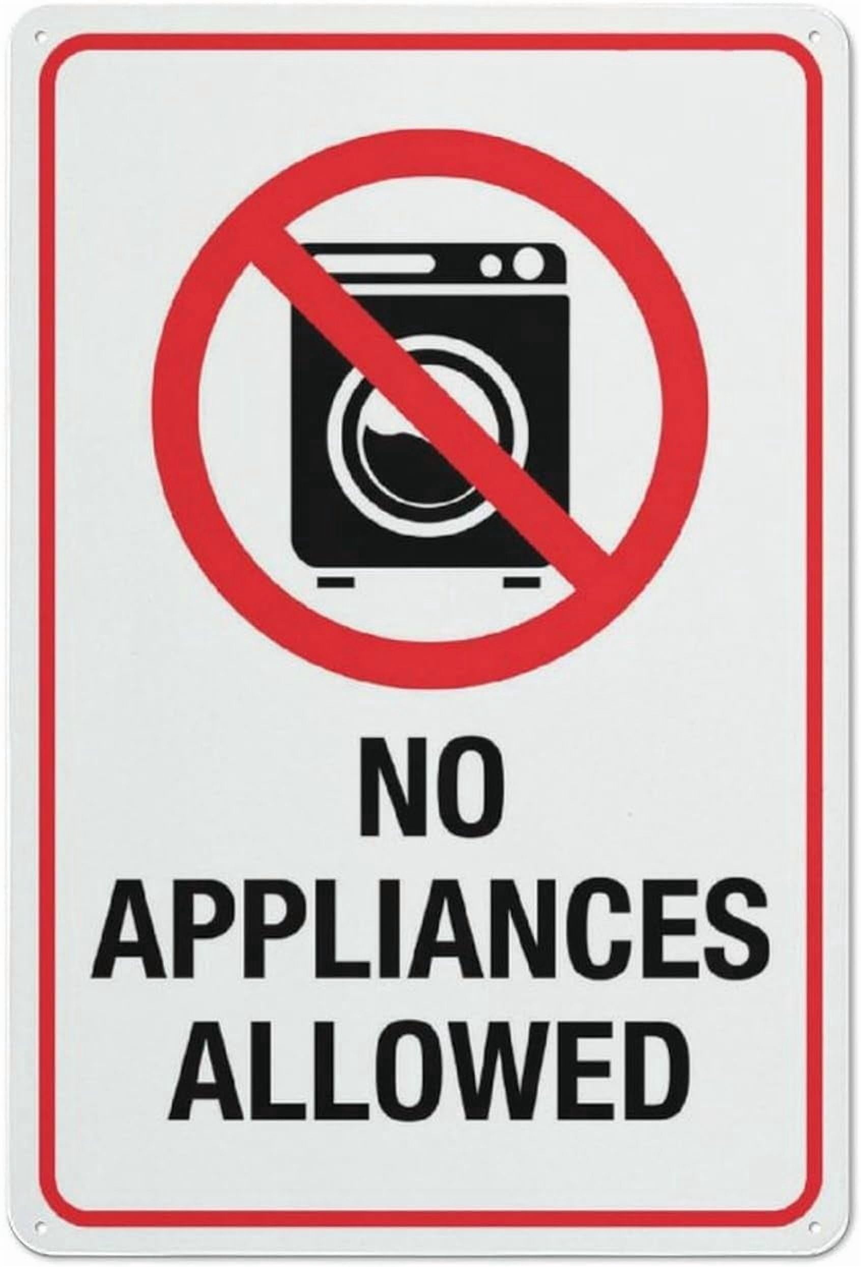 (2-Pack) Metal Tin Sign No Appliances Allowed Sign Outdoor Signs 12X8 Inch Uv Ink Printed For House And Business