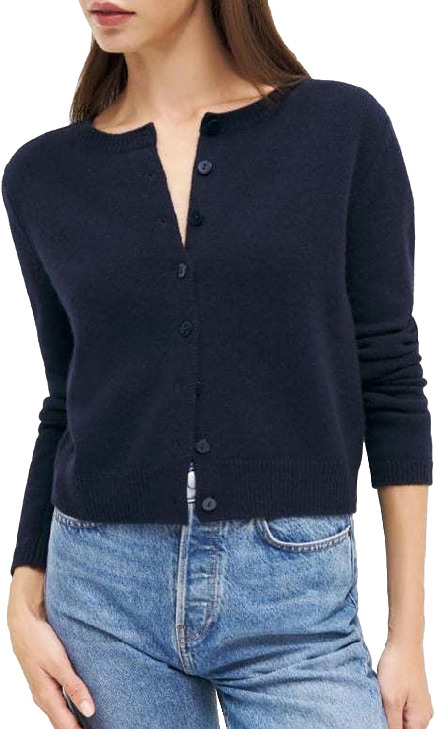 Women's Cardigan Cropped Knit Slim Fit Sweater Solid Stylish Button Down Sweater Warm Classic Fall Winter Sweaters