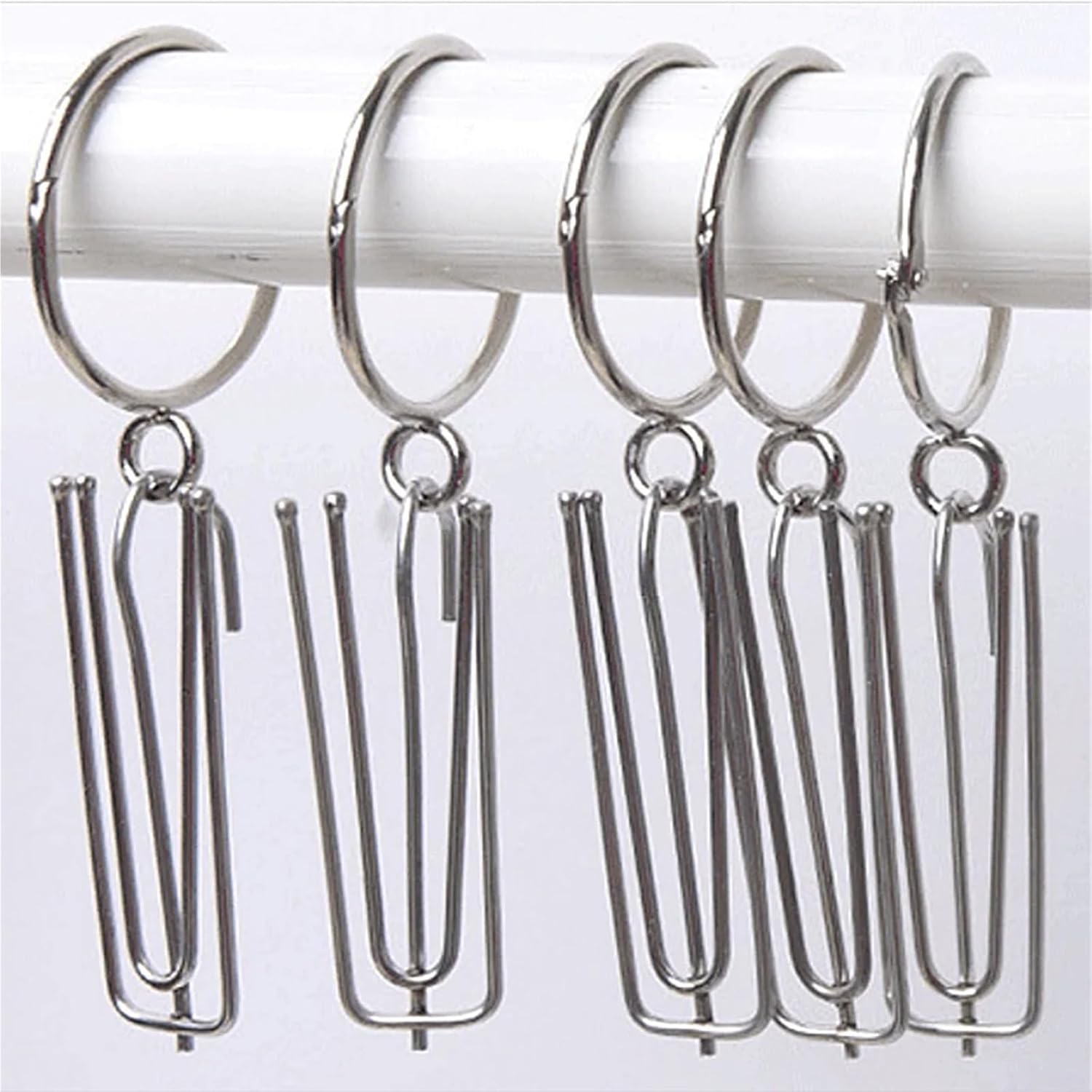 Pinch Pleat Curtain Hooks Metal Curtain Hook with Opening Design Multipurpose Rings Clips Simple Style Silver Circle Ring Home Parts(80PCS)
