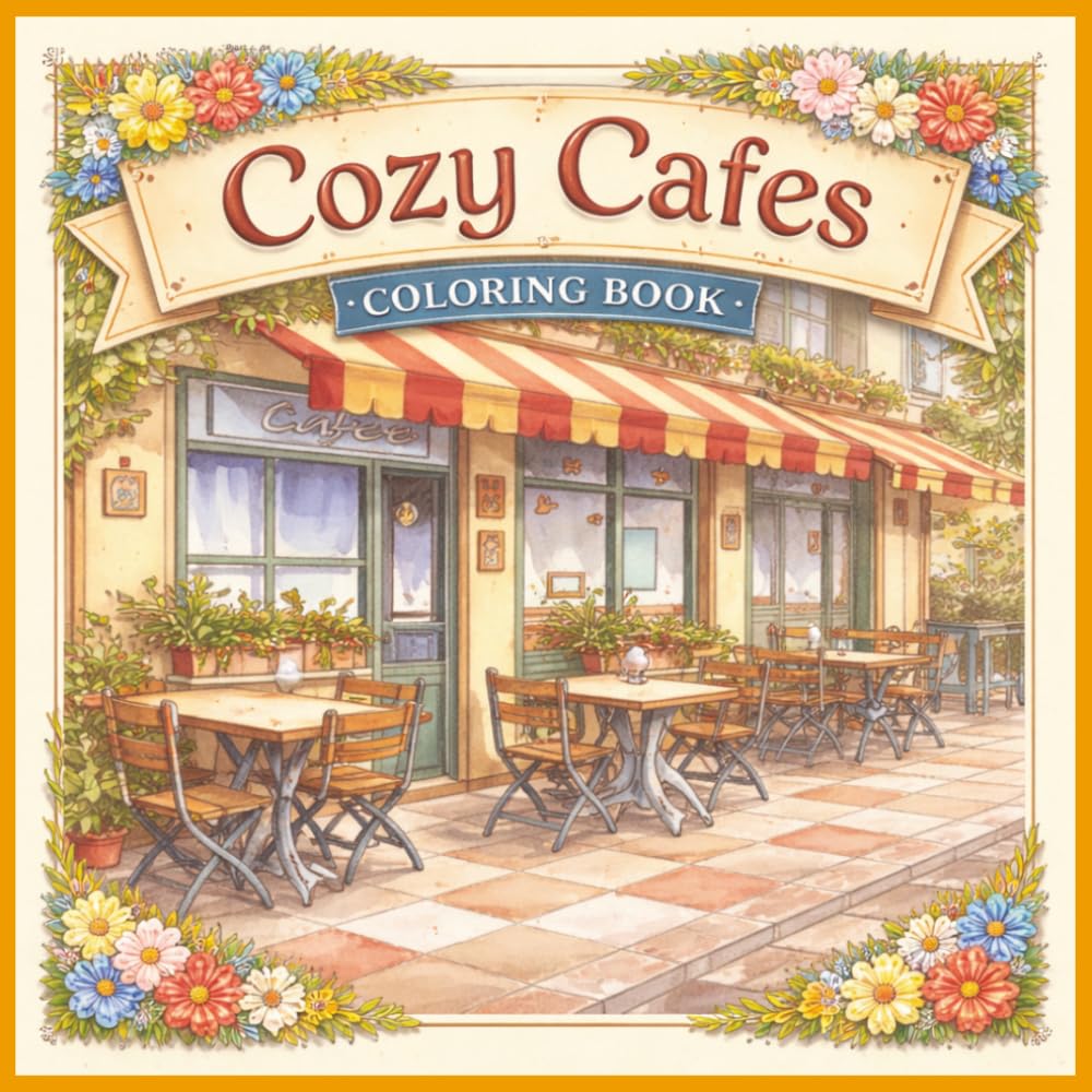 Cozy Cafes Coloring Book: Charming Coffee Shop Scenes for Relaxation and Creative Escape (Cozy Coloring Books)