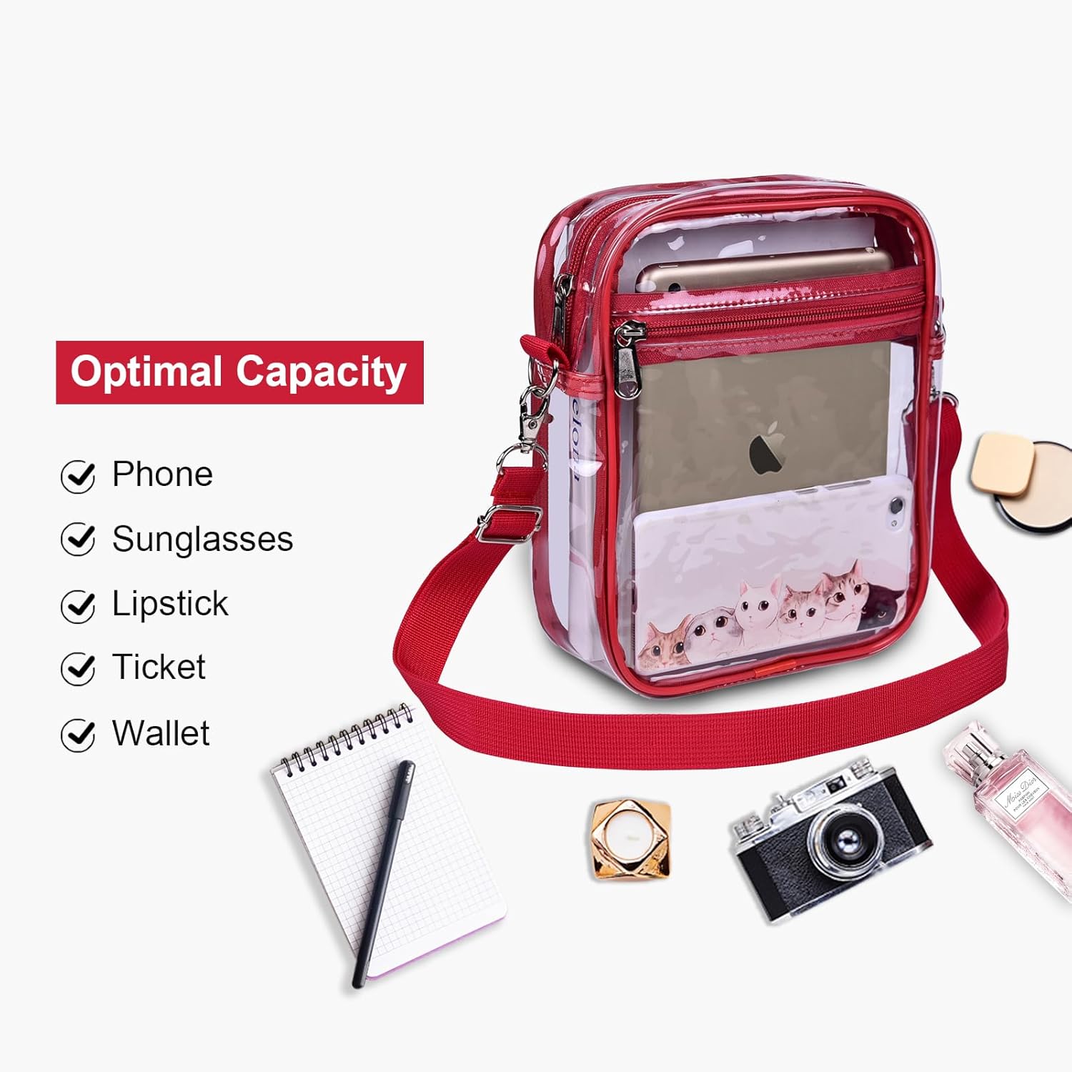 USPECLARE Clear Purse Stadium Transparent Messenger Bag Stadium Approved for Men and Women Clear CrossBody Bag - Image 7