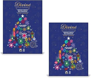 Divine Advent Calendars - Pack of 2 - Milk Chocolate - Delicious Traditions for Friends and Family - Great for Sharing - Great Taste and Fun to Use