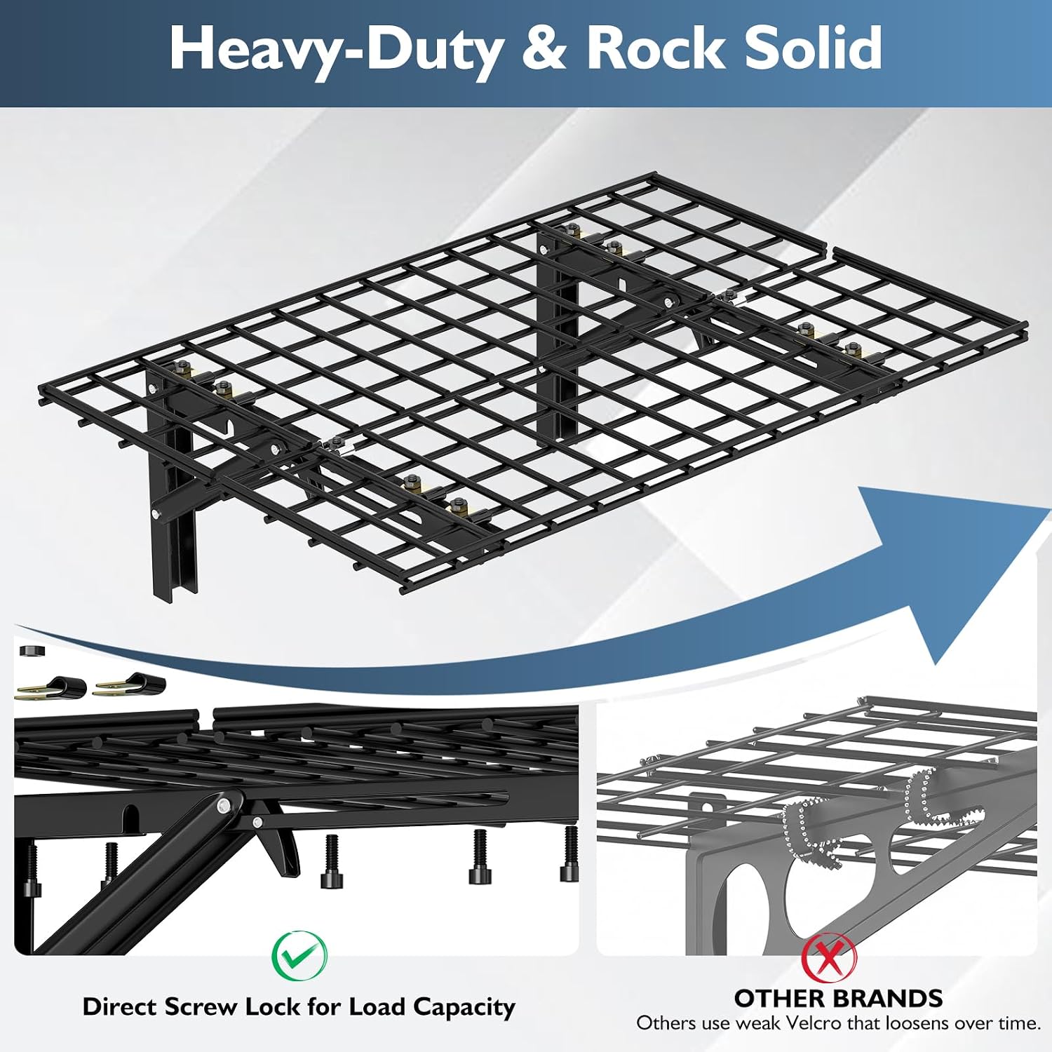 2Pack 2x3FT Folding Garage Wall Shelves,Heavy Duty Metal Storage Shelving Wall Mounted,660 Lbs Capacity,Garage Storage Rack Floating Shelves for Garage,Workshop,Basement