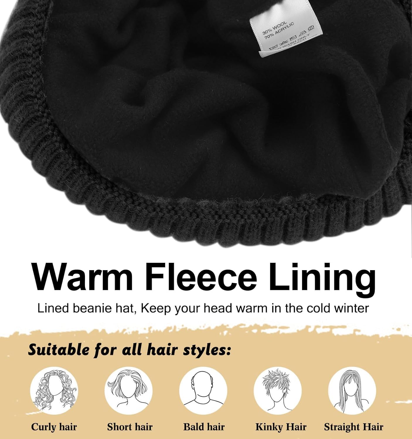 ZTL Merino Wool Beanie Hat for Men Women, Thick Warm Fleece Lined Knit Winter Hats Cuffed Beanie Stocking Hat Ski Skull Cap - Image 5