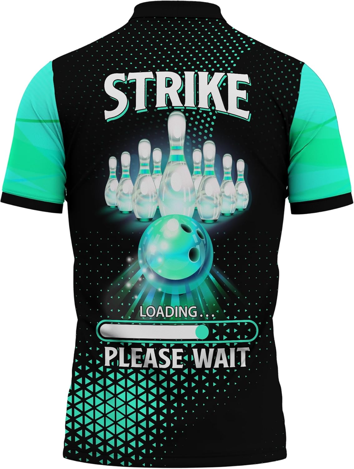 Mens Womens Bowling Lover Polo Shirt Personalized Green Polka Dots Bowling Pin Short Sleeve T-Shirt Bowling Themed Clothes