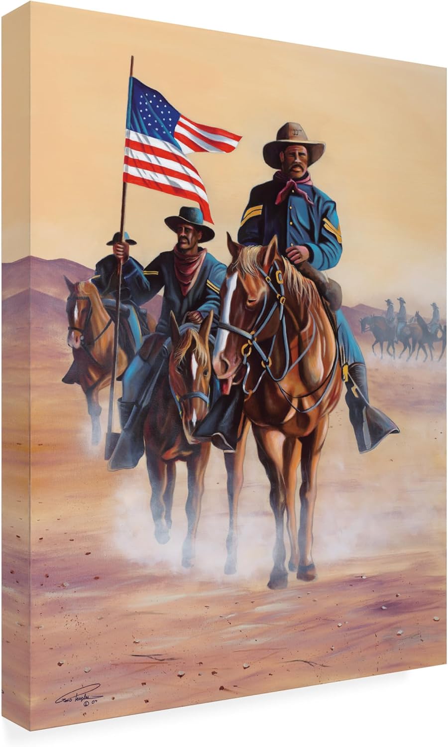 Wrapped Canvas Wall Art - Geno Peoples 'Buffalo Soldiers' Wall Art for Living Room, Bedroom, or Office Décor - 35x47
